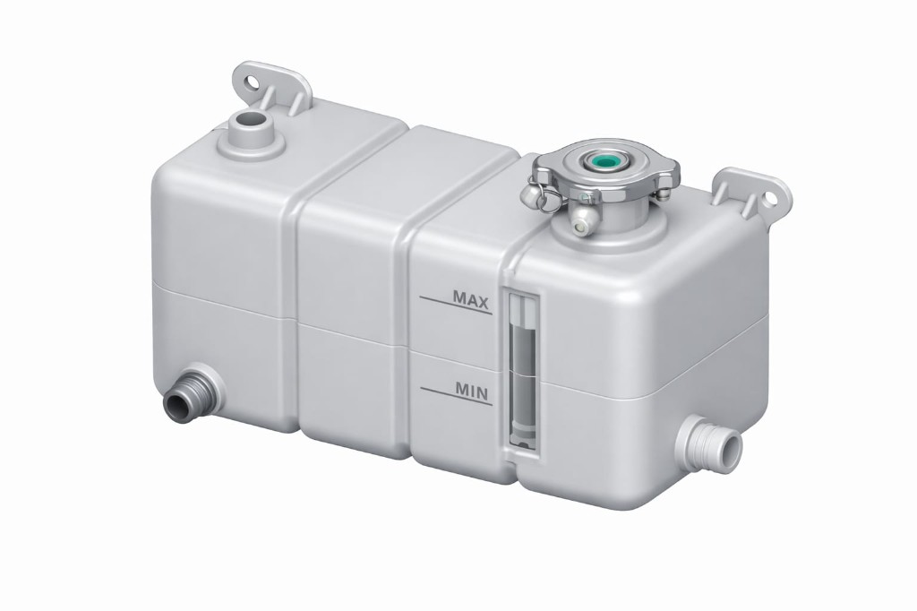CAD render of coolant expansion tank